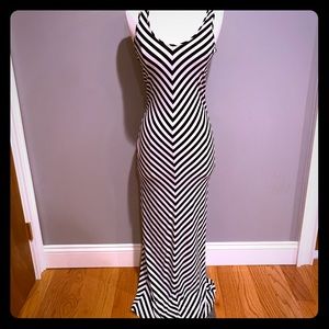 Bebe Black & White Striped Sundress